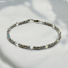 Pulsera Cristales SWA y Bolitas - Edición Única Plata Italiana