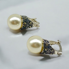 AR LADY-4 Aros Estilo Lady Di Perla Blanca (12 mm) Plata 925 - comprar online