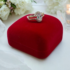 AG 375 Anillo Piedra Blanca Solitaria Plata 925 y Duble de Oro (SIN ESTUCHE) - comprar online