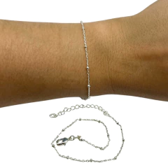 1.4 gr Pulsera Mini Bolitas con Cadena Regulable Plata 925