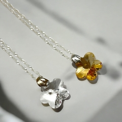 Promo 21: Flor-Seleccionar Color(20mm) + Cadena(50 cm) "Edición Única"- Últimas Unidades Plata Italia