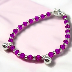 SIN-252 Pulsera "Edición Única" Cristal de Roca Morado- Últimas Unidades Acero Blanco
