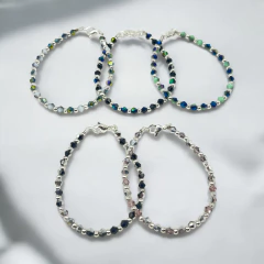 VOL-BiColor Pulseras Cristal de Roca Premium - Variedad de Colores Acero Blanco - comprar online