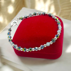 VOL-BiColor Pulseras Cristal de Roca Premium - Variedad de Colores Acero Blanco - tienda online