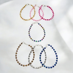 VOL-100-2 Pulseras Cristal de Roca "Night Collection" - Variedad de Colores Acero Blanco - comprar online