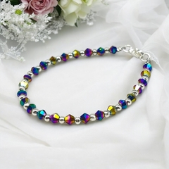 VOL-100-2 Pulseras Cristal de Roca "Night Collection" - Variedad de Colores Acero Blanco en internet