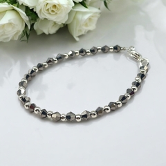 Imagen de VOL-100-2 Pulseras Cristal de Roca "Night Collection" - Variedad de Colores Acero Blanco