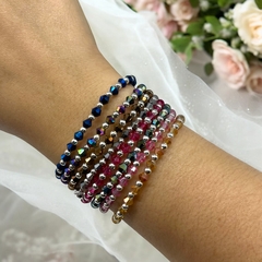 VOL-100-2 Pulseras Cristal de Roca "Night Collection" - Variedad de Colores Acero Blanco