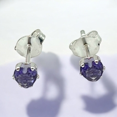 0.5 gr Aros Mini Corazón Violeta (4 mm) Plata 925