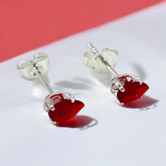 0.6 gr Aros Gota Rojos (6 mm) Plata 925