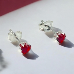 0.5 gr Aros Mini Corazón Rojos (4 mm) Plata 925