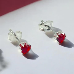 0.5 gr Aros Mini Corazón Rojos (4 mm) Plata-EC0