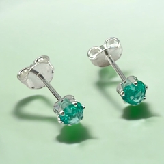 0.6 gr Aros Mini Grifa Verde Agua (4 mm) Plata 925