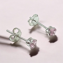 0.5 gr Aros Mini Corazón Rosa (4 mm) Plata 925