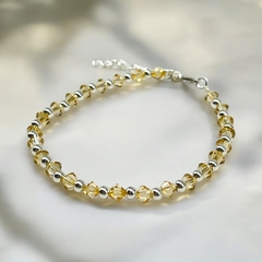 SWA-26 (#38) Pulsera Piedras Durazno Plata Italiana (cadena extensión)