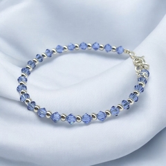 SWA-26 (#45) Pulsera Piedras Lila Alexandrite Plata Italiana (cadena extensión)