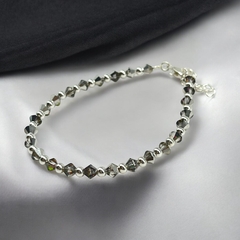 SWA-26 (#30) Pulsera Piedras Cristal Premium Plata Italiana (cadena extensión)