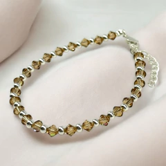 SWA-26 (#27) Pulsera Piedras Light Colorado Topaz Plata Italiana (cadena extensión)