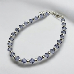 SWA-26 (#22) Pulsera Piedras Lila Tanzanite Plata Italiana (cadena extensión) - comprar online