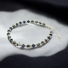 SWA-26 (#12) Pulsera Piedras "Edición Limitada " Heliotrope Plata Italiana (cadena extensión)
