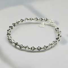 SWA-26 (#13) Pulsera Piedras Satin Plata Italiana (cadena extensión)