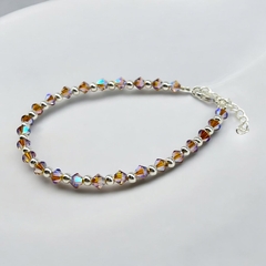 SWA-26 (#07) Pulsera Piedras "Edición Limitada" Topaz Plata Italiana (cadena extensión)