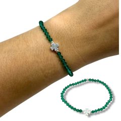 SWA-Trébol-Elas Pulsera SWA Elastizada Trébol Verde Plata Italiana