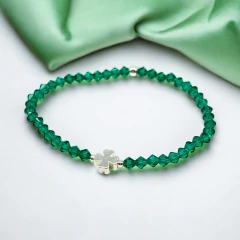 SWA-Trébol-Elas Pulsera SWA Elastizada Trébol Verde Plata Italiana - comprar online
