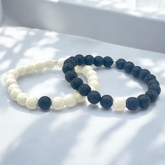 VOL-VOLCAN -4 Pulsera Piedras Volcánicas Elastizada (8 mm) - Variedad de Colores Plata 925 - comprar online