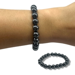 VOL-VOLCAN -7 Pulsera Piedras Hematite Elastizada (8 mm) y Plata 925 - comprar online