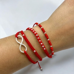 SIN-288 Pulseras (seleccionar modelo) Hilo Rojo con Bolitas en Plata 925 (UU)