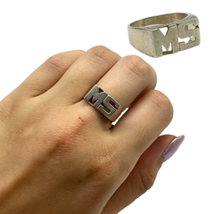 SIN-274 Anillo Inicial "MS" - Últimas Unidades Plata 925
