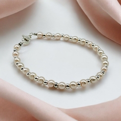 SIN-264 Pulsera Perlas Rosa Bebe - Últimas Unidades Acero Blanco