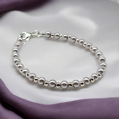 SIN-263 Pulsera Perlas Lilas - Últimas Unidades Acero Blanco