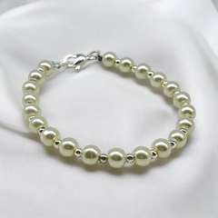 SIN-265 Pulsera Perlas Natural (8mm) - Últimas Unidades Acero Blanco