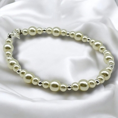 SIN-266 Pulsera Perlas Natural - Últimas Unidades Acero Blanco