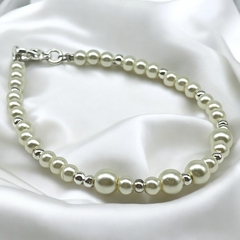 SIN-267 Pulsera Perlas Natural - Últimas Unidades Acero Blanco