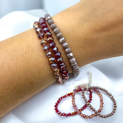 Pack 3 Pulseras Rojas/Moradas Degrade Plata 925