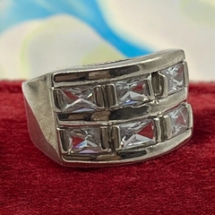 AG-613-PL Anillo Premium Piedras Blancas Plata 925 en internet
