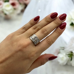 AG-613-PL Anillo Premium Piedras Blancas Plata 925