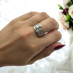 AG-613-PL Anillo Premium Piedras Blancas Plata 925 - comprar online