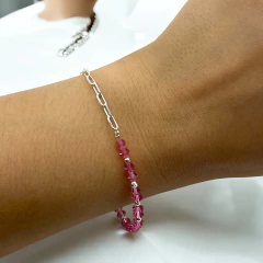2.7 gr Pulsera Eslabones y Piedras SWA Rosa - Últimas Unidades Plata Italiana - comprar online