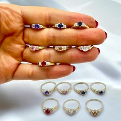 NAR 21 Anillos Piedras - Variedad de colores Plata y Oro en internet
