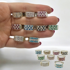 NAR 4 Anillos con Cubics / Variedad de colores Plata 925 - comprar online