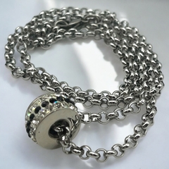SIN-308 Collar con Dije Dona Degrade Plateado (60cm) - Últimas Unidades Acero Quirúrgico