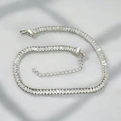 SIN-240 Collar Choker Piedras Blancas (35cm) - Últimas Unidades Plata 925