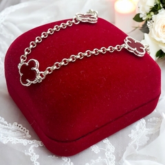 3.6 gr Pulsera V.C 3 Piedras Rojo Plata 925 (SIN ESTUCHE)