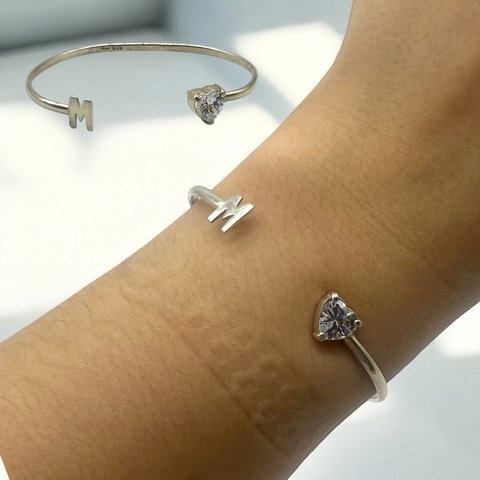 SIN-245 Pulsera Esclava "M" y Corazon Cubic - Últimas Unidades Plata 925