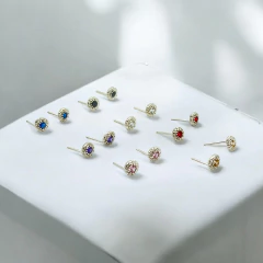 ART 3 Aros de Piedras - Variedad de Colores Plata 925 en internet