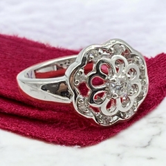 5.4 gr Anillo Flor con Cubics - Últimas Unidades Plata Italiana en internet